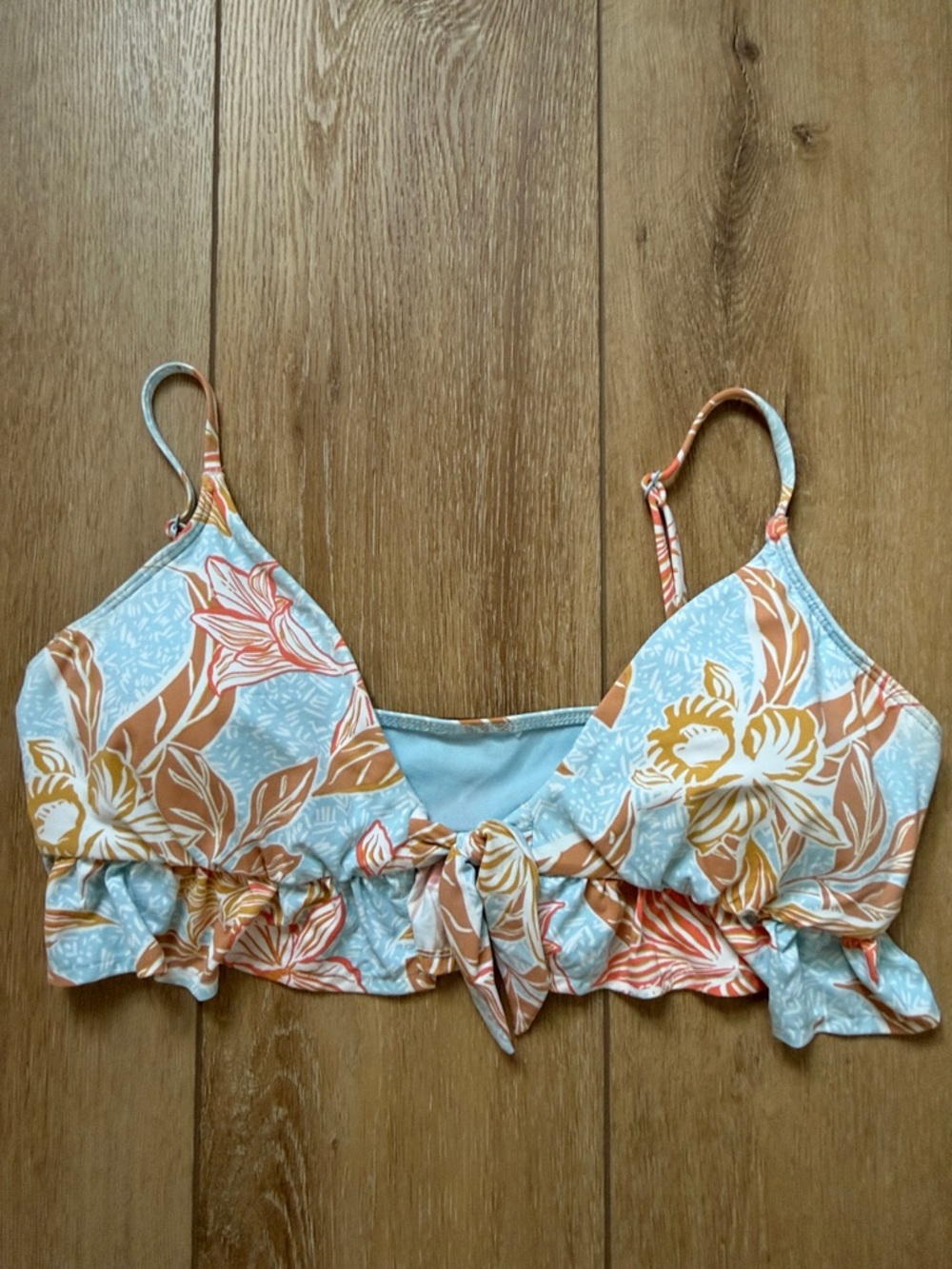 Roxy womens Floral Tie-Front swim bikini top